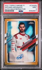 2021 Topps Chrome Formula 1 Antonio Giovinazzi Auto Gold /50 PSA 9