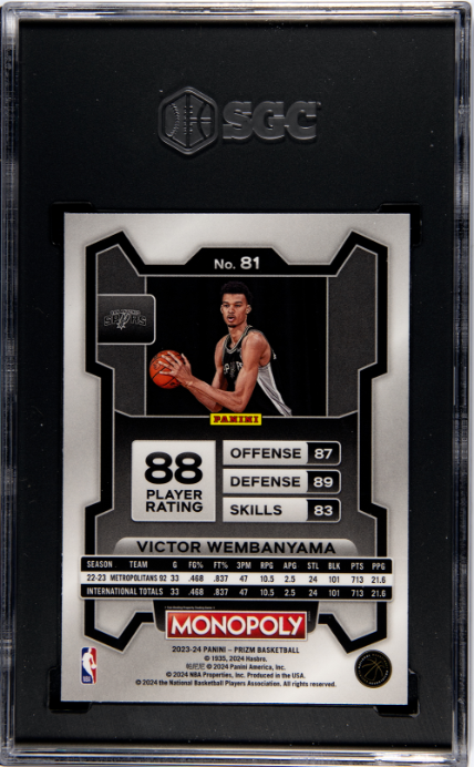 2023-24 Panini Prizm Monopoly #81 Victor Wembanyama SGC 10