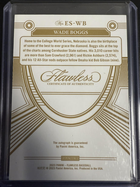 2023 Panini Flawless #ES-WB Wade Boggs Excellence Signatures Sapphire #/15