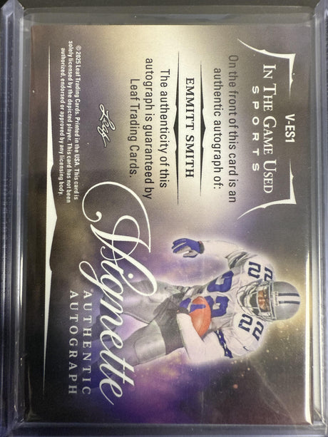 2025 Leaf In The Game Used - Vignette Auto Platinum Holo #V-ES1 Emmitt Smith