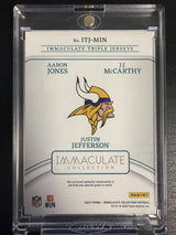 2024 Immaculate J.J. McCarthy/Aaron Jones/Justin Jefferson Triple Jersey /49