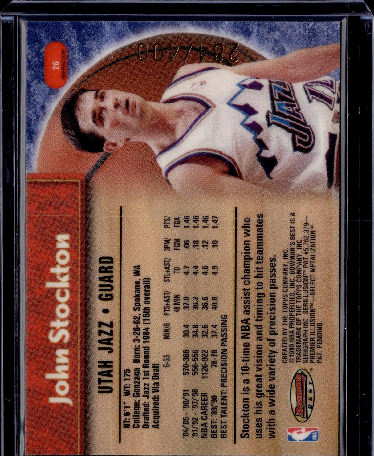 1998-99 Bowman's Best #26 John Stockton Refractors #/400