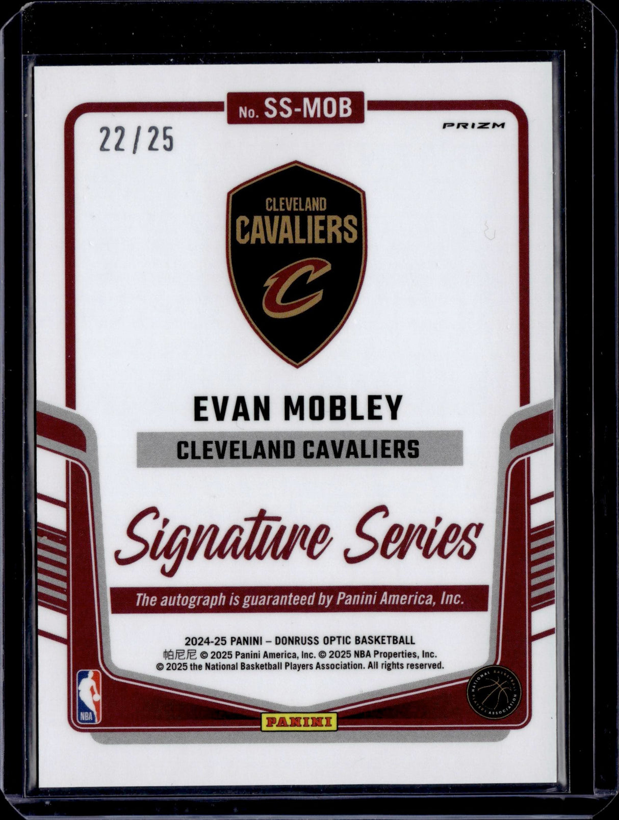 2024-25 Donruss Optic #SS-MOB Evan Mobley Signature Series Blue #/25