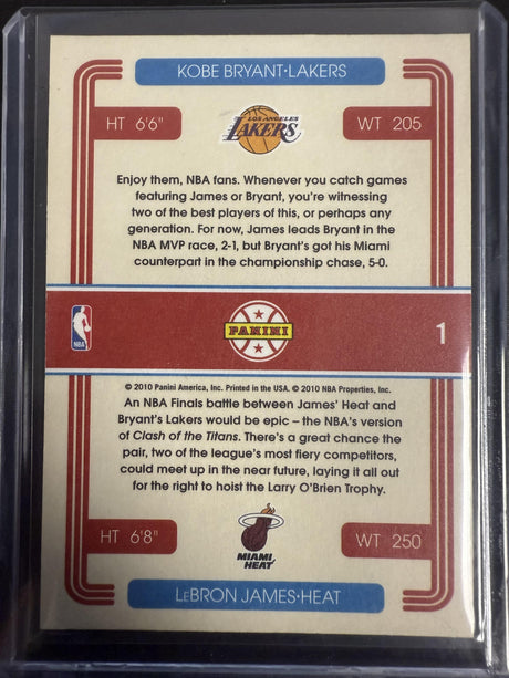 2010-11 Donruss #1 Kobe Bryant / LeBron James Duos