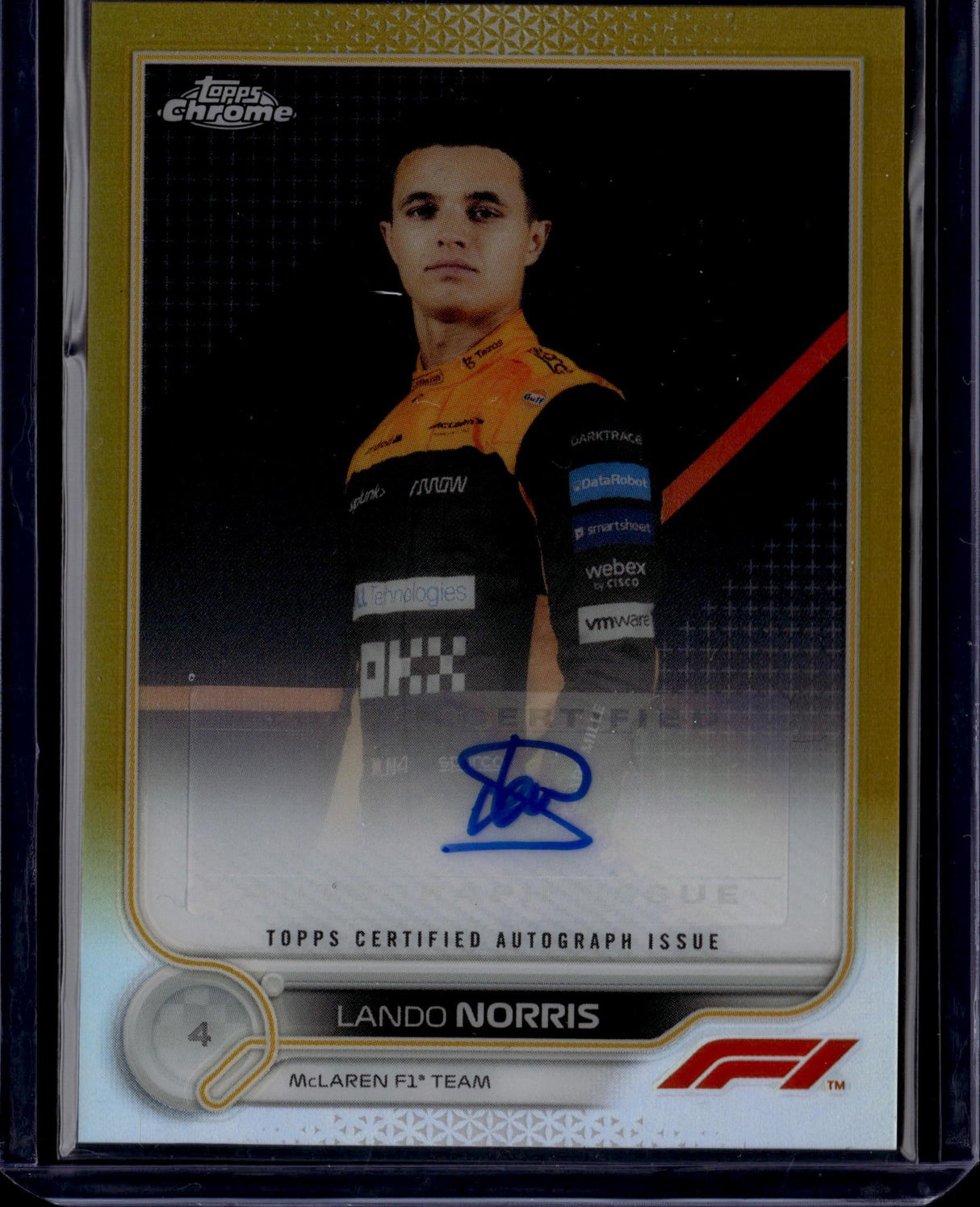 2022 Topps Chrome Formula 1 #CAC-LN Lando Norris Chrome Autographs Gold #/50