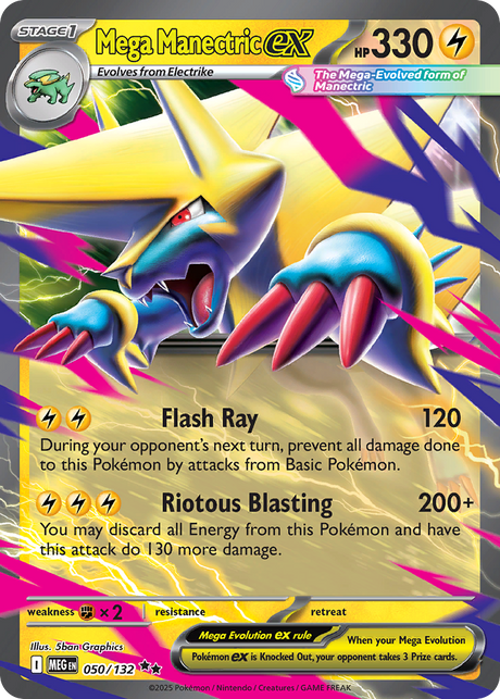 Mega Manectric ex (50/132) - Mega Evolution (MEG)