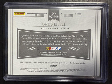 2016 Panini National Treasures Greg Biffle Signature Quad Materials Silver /15