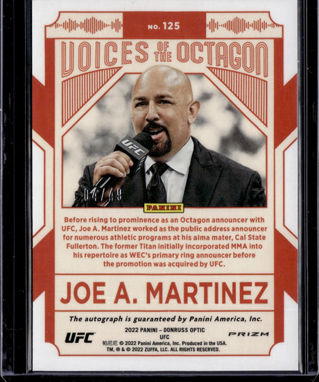 2022 Donruss Optic UFC #125 Joe A. Martinez Signatures Blue