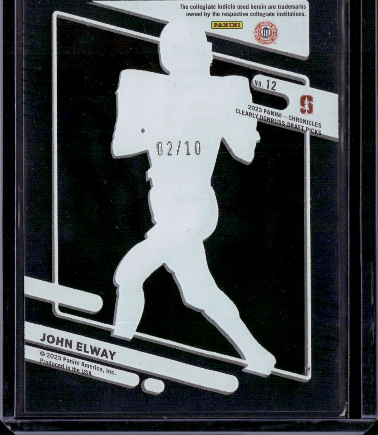 2023 Panini Chronicles Draft Picks #12 John Elway Clearly Donruss Gold #/10