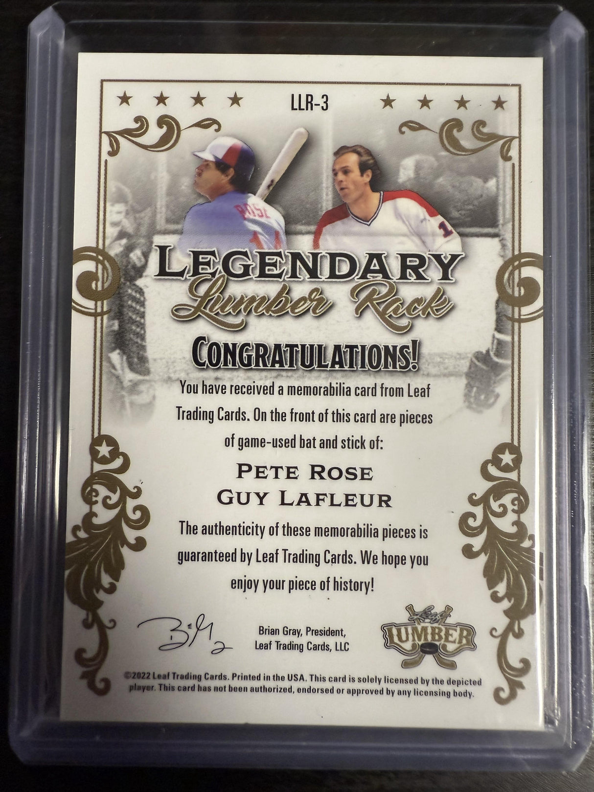 2021-22 Leaf Lumber Pete Rose / Guy Lafleur Legendary Lumber Rack /6