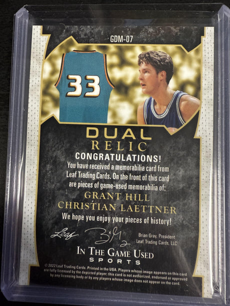 2022 Leaf In The Game Used Sports Grant Hill / Christian Laettner Dual Mem /4