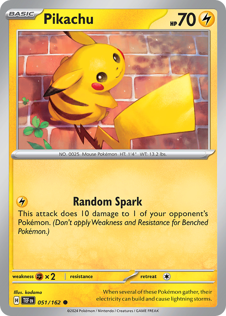 Pikachu (51/162) - [Reverse Holo] Temporal Forces (TEF)