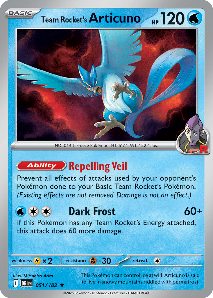 Team Rocket's Articuno (51/182) - [Reverse Holo] Destined Rivals (DRI)