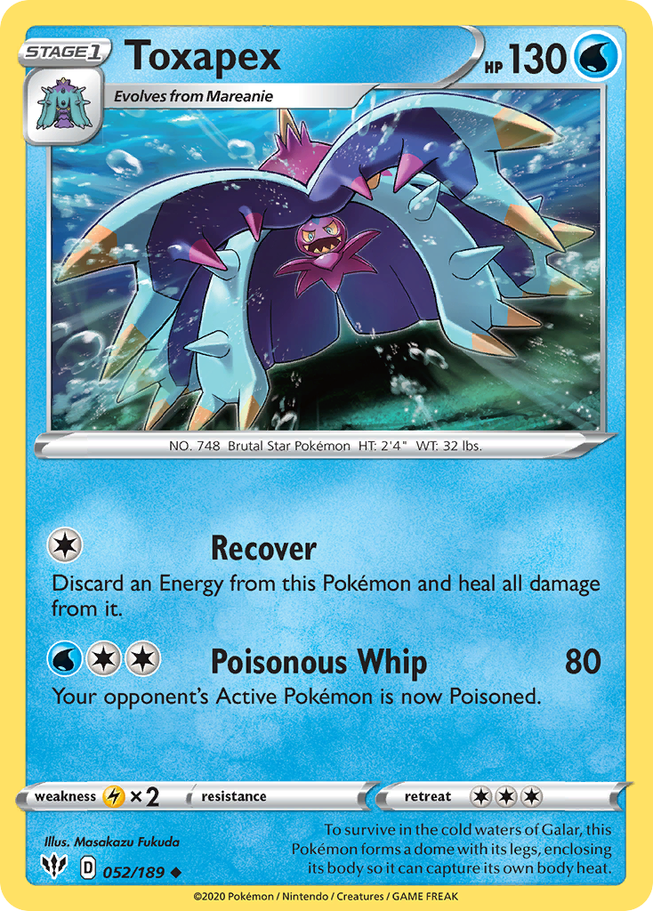 Toxapex (52/189) - [Reverse Holo] Darkness Ablaze (DAA)