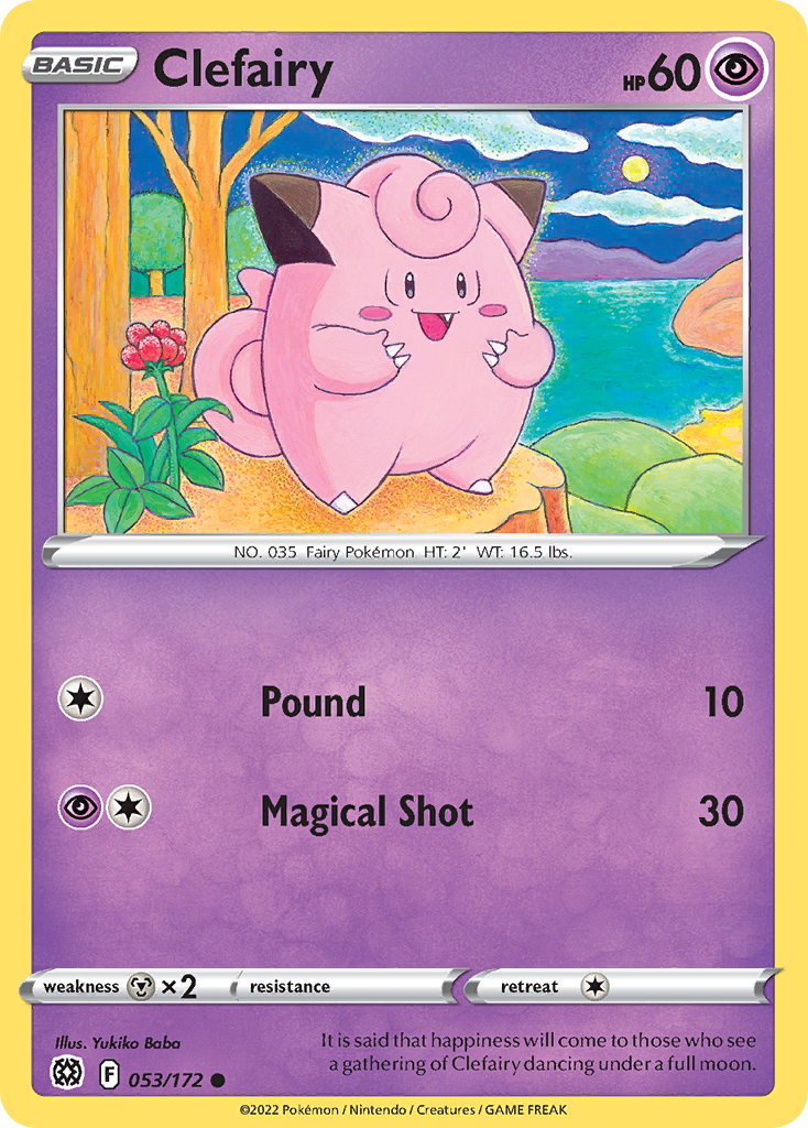 Clefairy (53/172) - [Reverse Holo] Brilliant Stars (BRS)