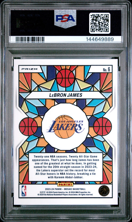 2023 Panini Mosaic Stained Glass #6 Lebron James PSA 10