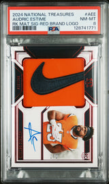 2024 National Treasures Rookie Material Audric Estime Auto Brand Logo PSA 8