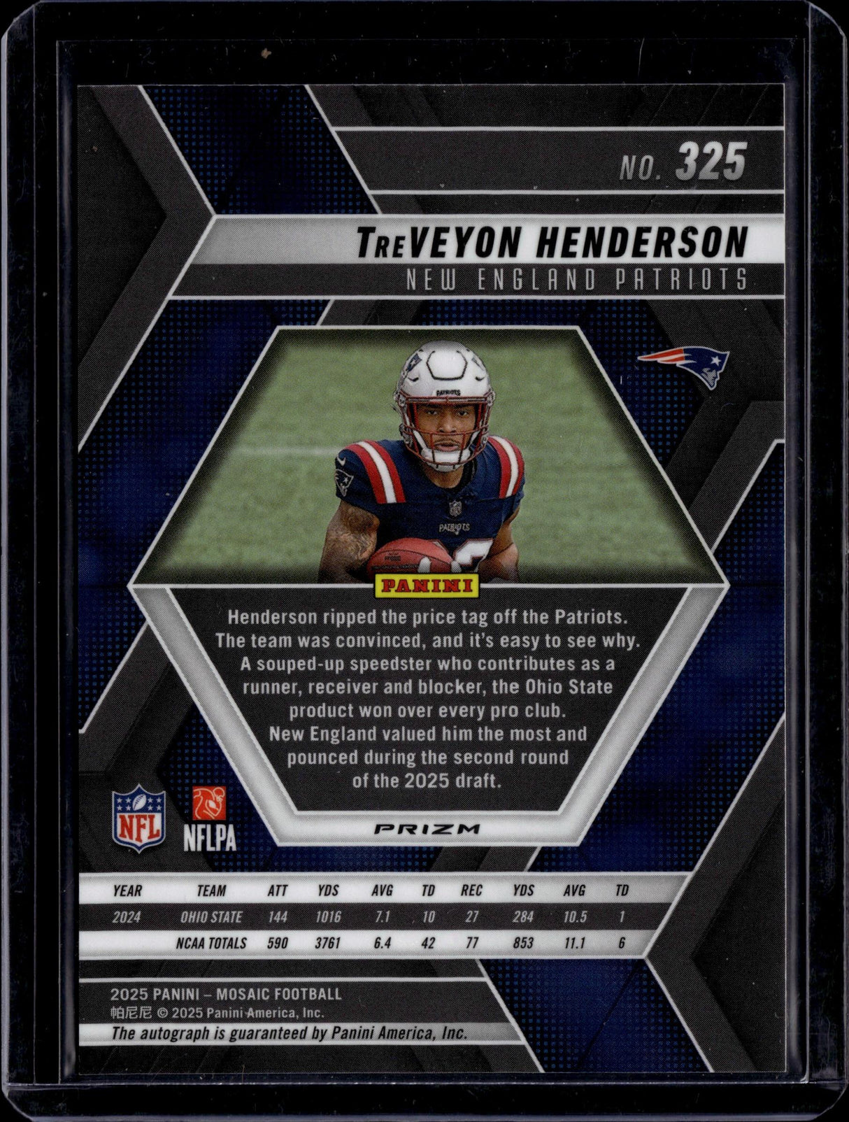 2025 Panini Mosaic #325 TreVeyon Henderson Rookie Autographs Mosaic