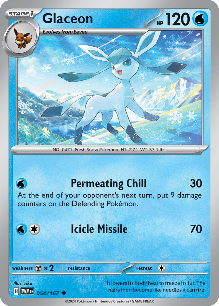 Glaceon (54/167) - [Reverse Holo] Twilight Masquerade (TWM)