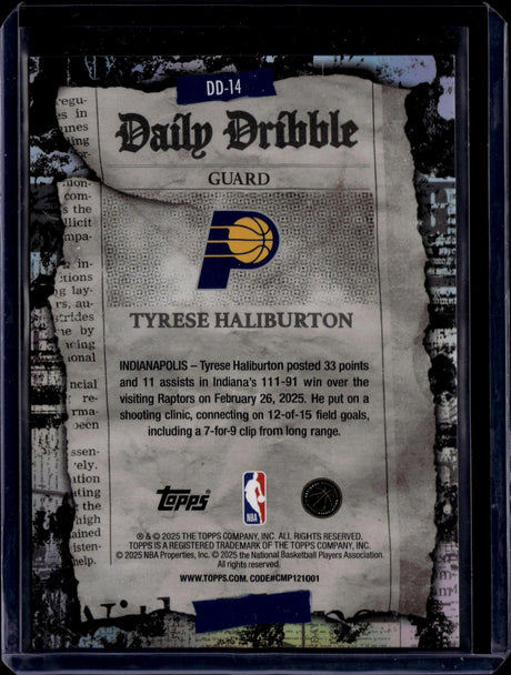 2025-26 Topps Tyrese Haliburton The Daily Dribble Orange Rainbow /25 #DD-14