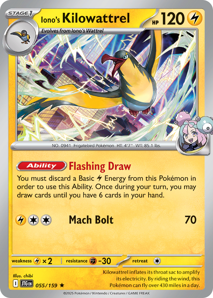 Iono's Kilowattrel (55/159) - [Holo Foil] Journey Together (JTG)
