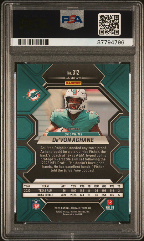2023 Panini Mosaic #312 De'Von Achane PSA 10
