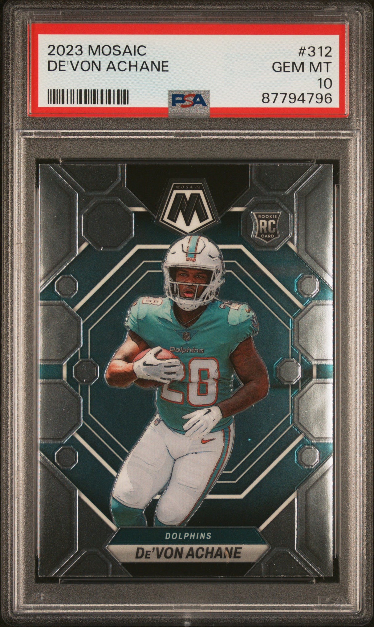 2023 Panini Mosaic #312 De'Von Achane PSA 10