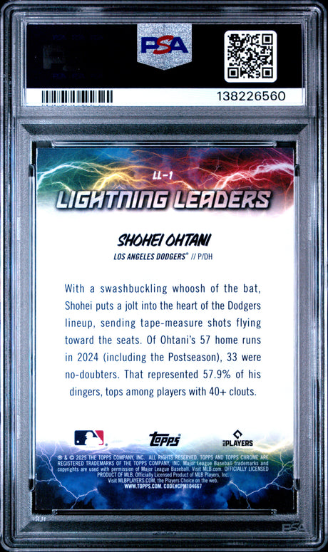2025 Topps Chrome Lightning Leaders #LL1 Shohei Ohtani PSA 10