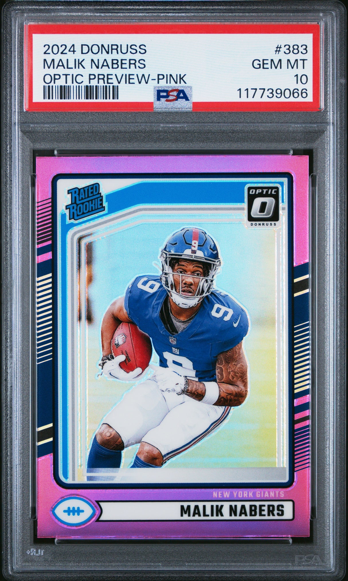 2024 Panini Donruss #383 Malik Nabers Optic Preview-Pink PSA 10