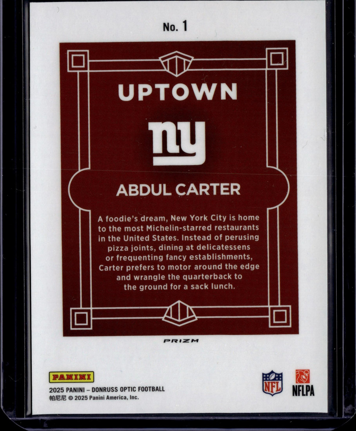 2025 Donruss Optic #1 Abdul Carter Uptown