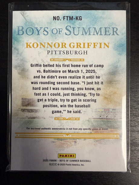 2025 Panini Boys of Summer Konnor Griffin Five Tool Player Materials /99