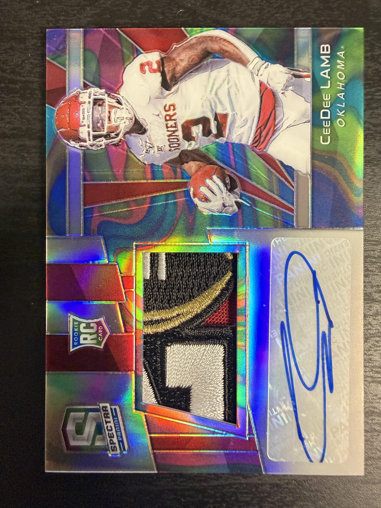 2020 Spectra Draft picks CeeDee Lamb Bowl Patch Auto /4