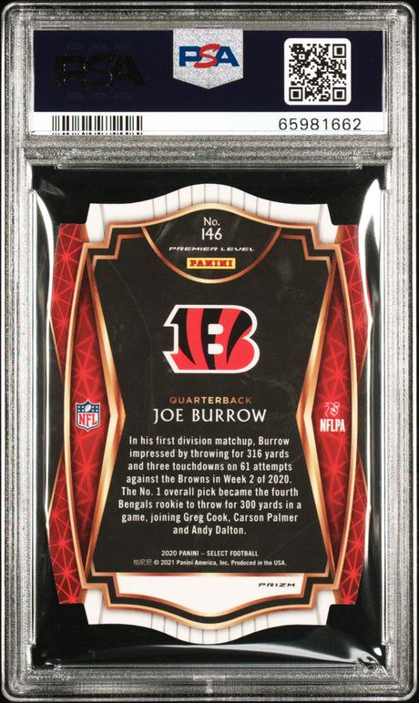 2020 Panini Select #146 Joe Burrow Die-Cut Red Prizm PSA 9