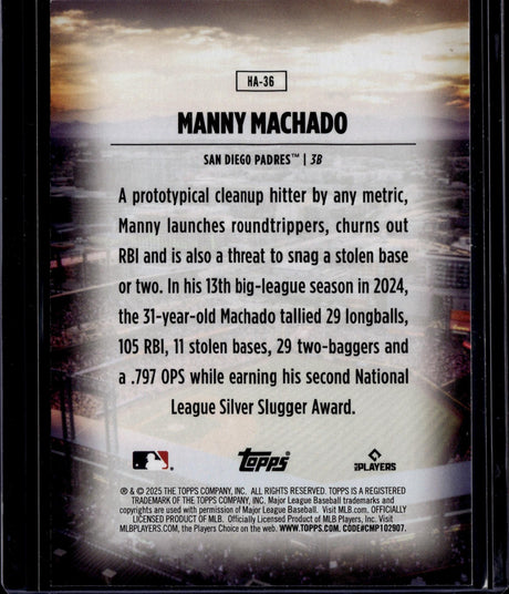 2025 Topps #HA-36 Manny Machado Home Field Advantage