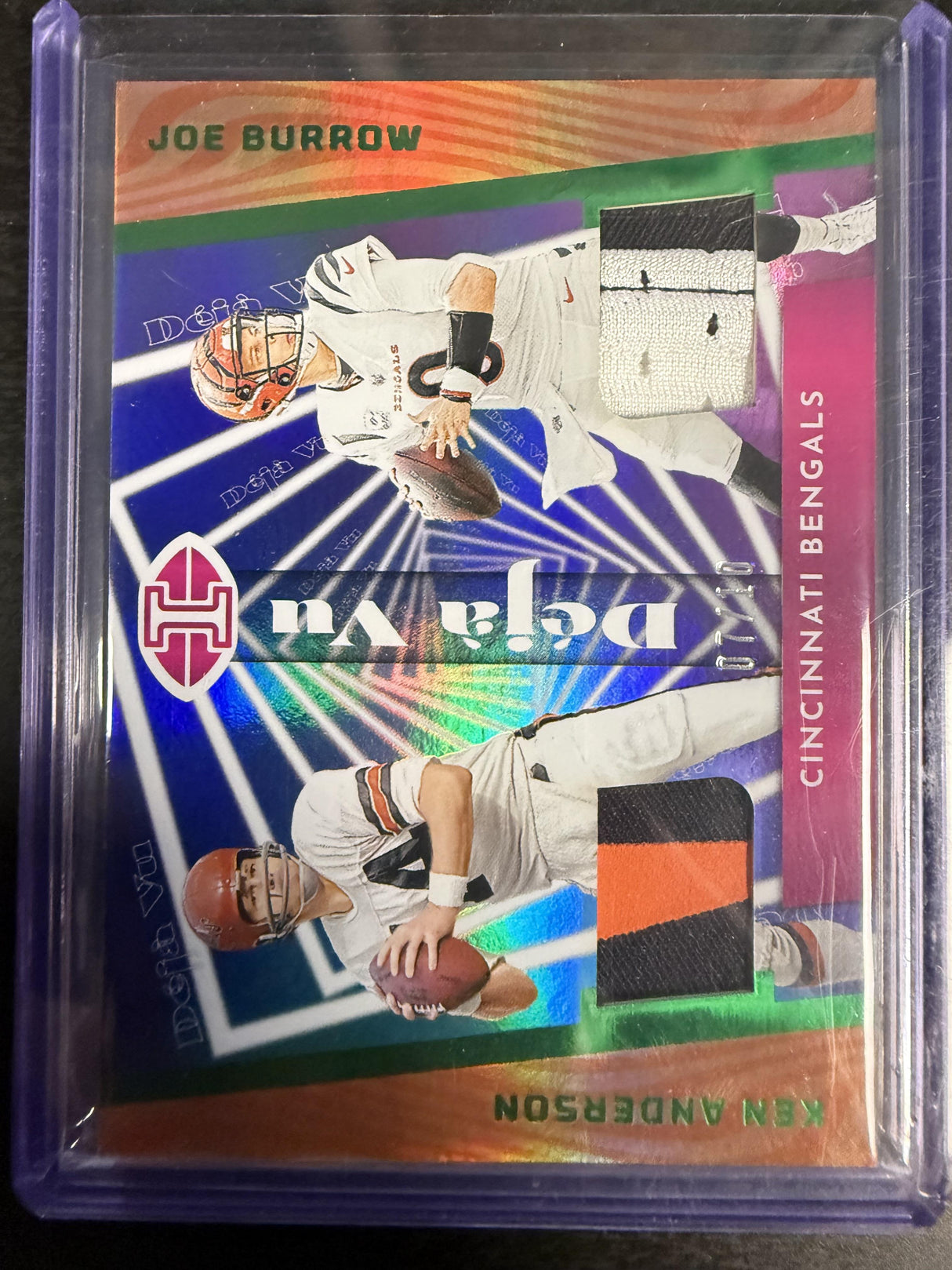 2023 Panini Illusions #DV-AB Joe Burrow / Ken Anderson Deja Vu Green
