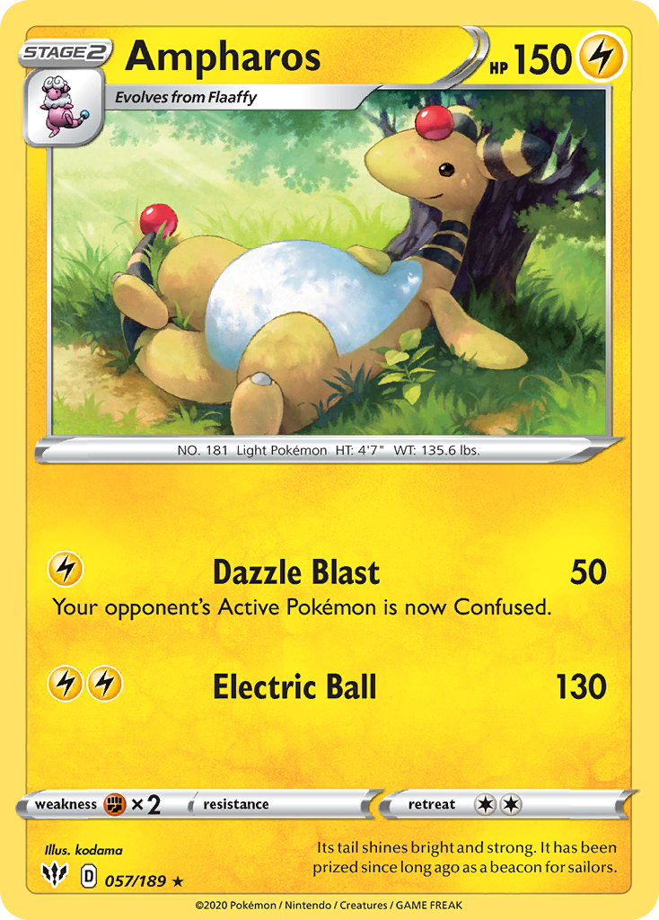 Ampharos (57/189) - [Reverse Holo] Darkness Ablaze (DAA)