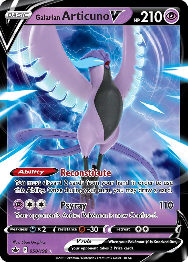 Galarian Articuno V (58/198) - [Holo Foil] Chilling Reign (CRE)