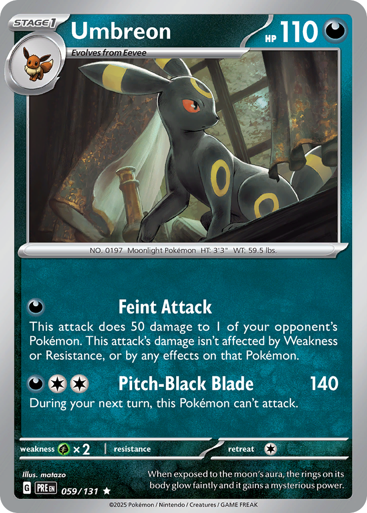 Pokemon Trading Card Game Prismatic Evolutions Rare Umbreon #59 Pokemon Trading Card Game Prismatic Evolutions Rare Umbreon #59