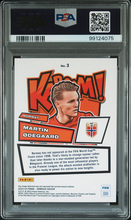 Martin Odegaard 2023-24 Panini Donruss FIFA Kaboom! #3 - [PSA Graded 9] - Back