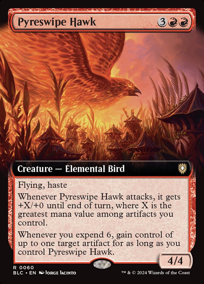 Pyreswipe Hawk - [Foil, Extended Art] Bloomburrow Commander (BLC)