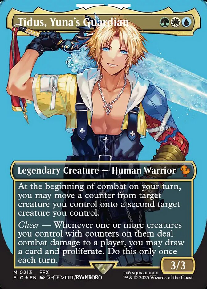 Tidus, Yuna's Guardian (213) - [Surge Foil, Borderless] Final Fantasy Commander (FIC)