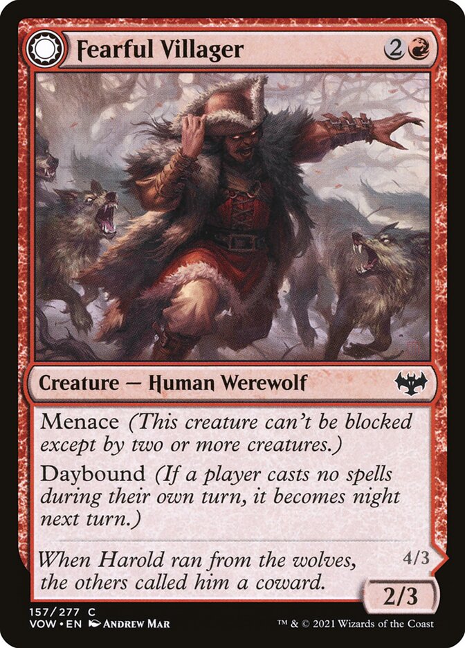 Fearful Villager // Fearsome Werewolf (157) - Innistrad: Crimson Vow (VOW)