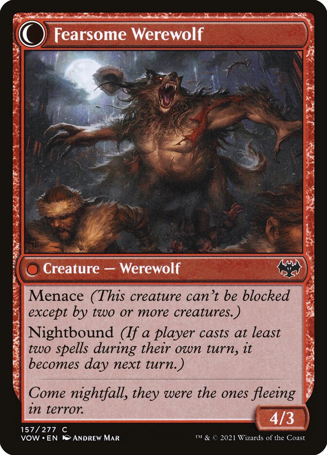 Fearful Villager // Fearsome Werewolf (157) - Innistrad: Crimson Vow (VOW)