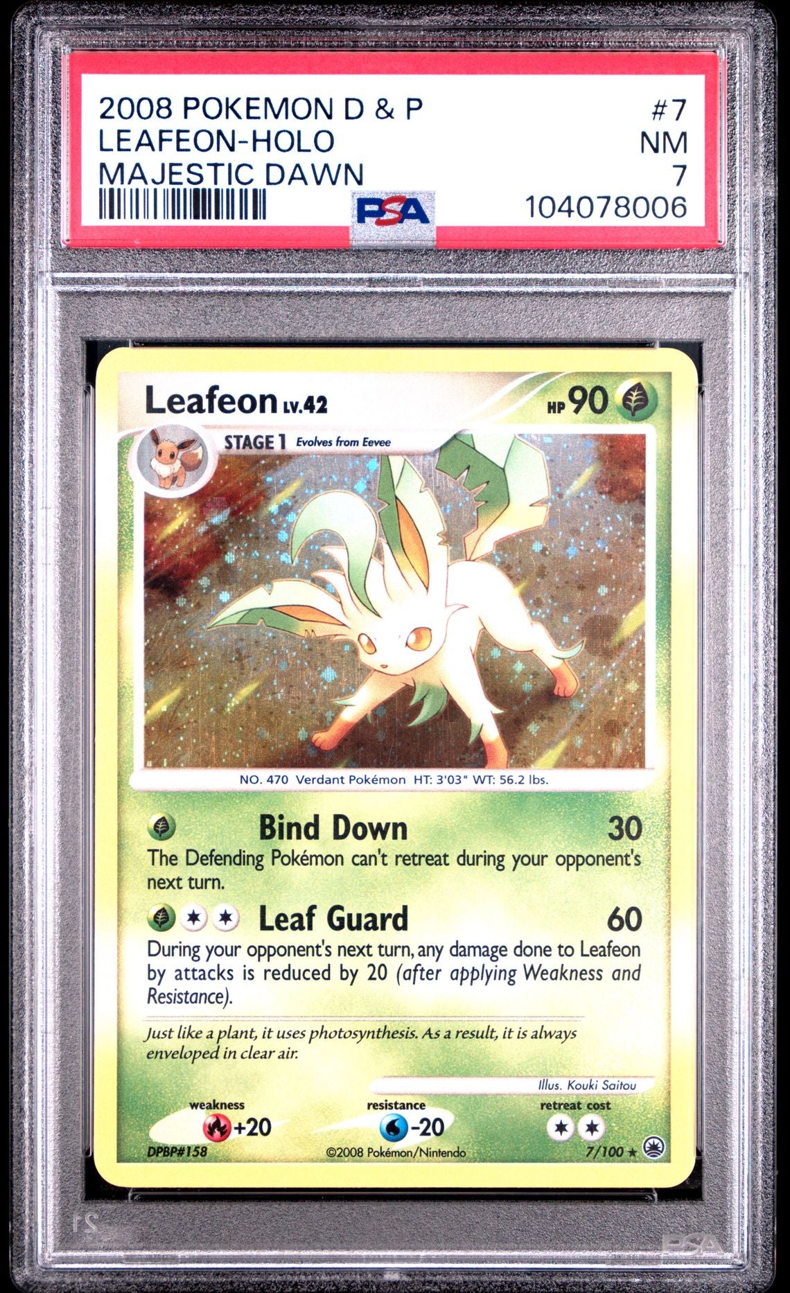 Leafeon #7 - [Graded PSA 7] Diamond & Pearl Majestic Dawn