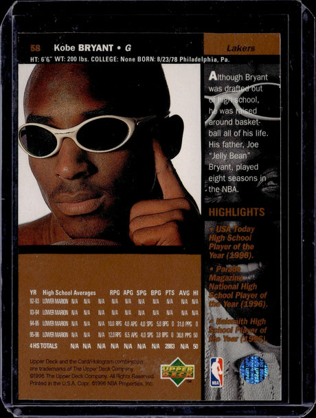 1996-97 Upper Deck #58 Kobe Bryant