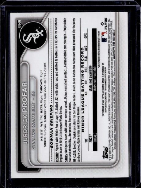 2024 Bowman Chrome Jurdrick Profar Prospect Auto Orange Shimmer /25