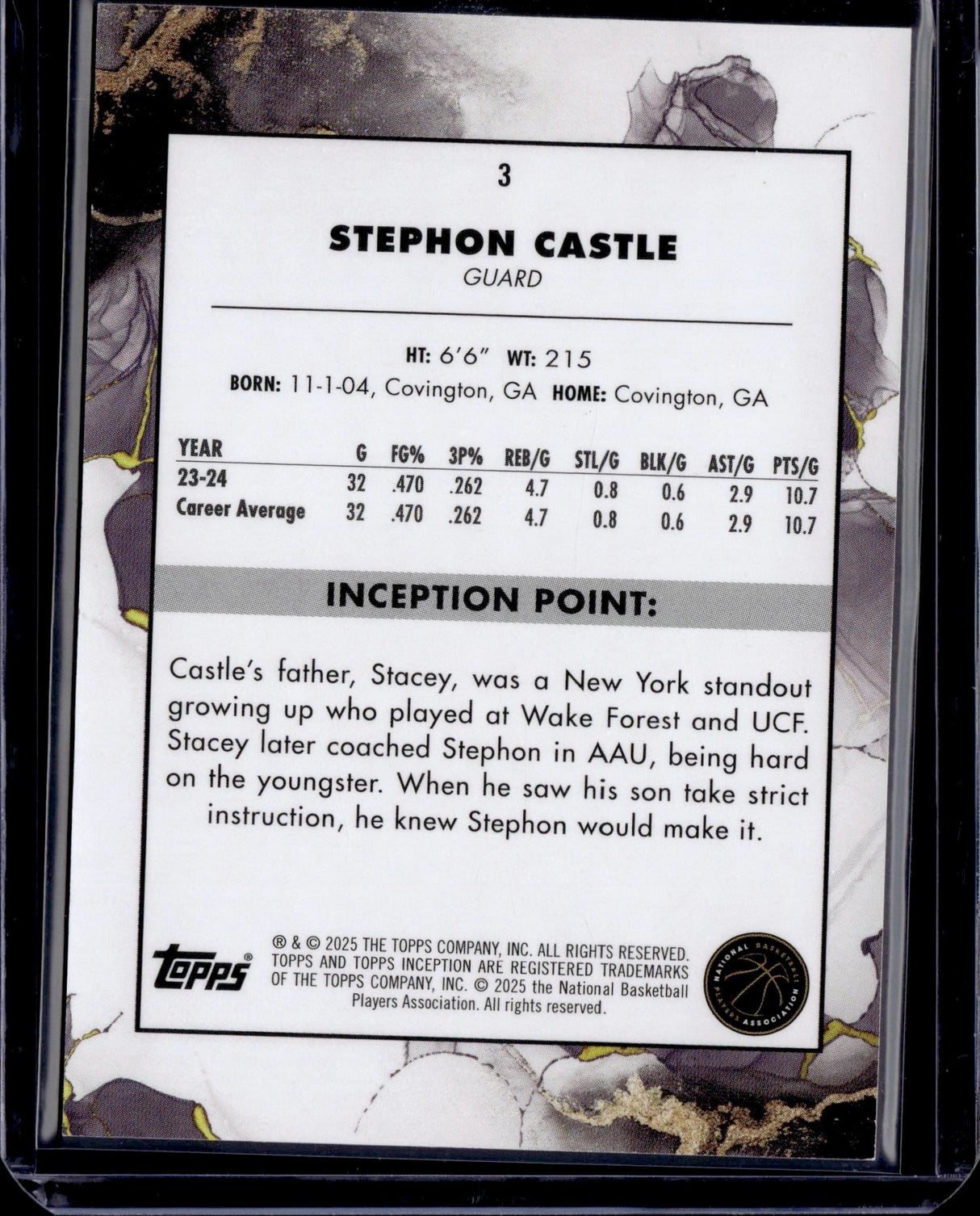 2024-25 Topps Inception #3 Stephon Castle Purple