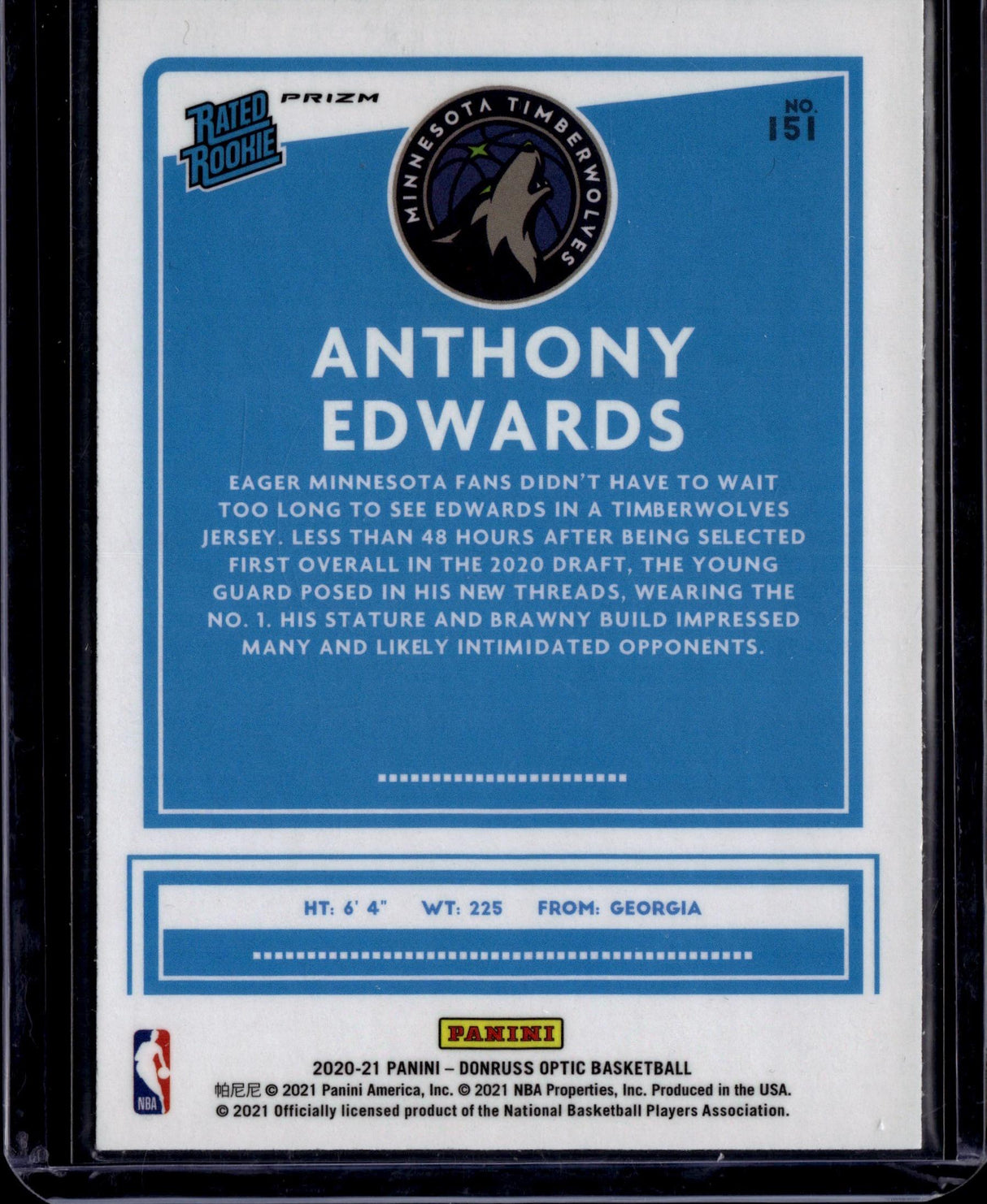 2020-21 Donruss Optic #151 Anthony Edwards Fanatics