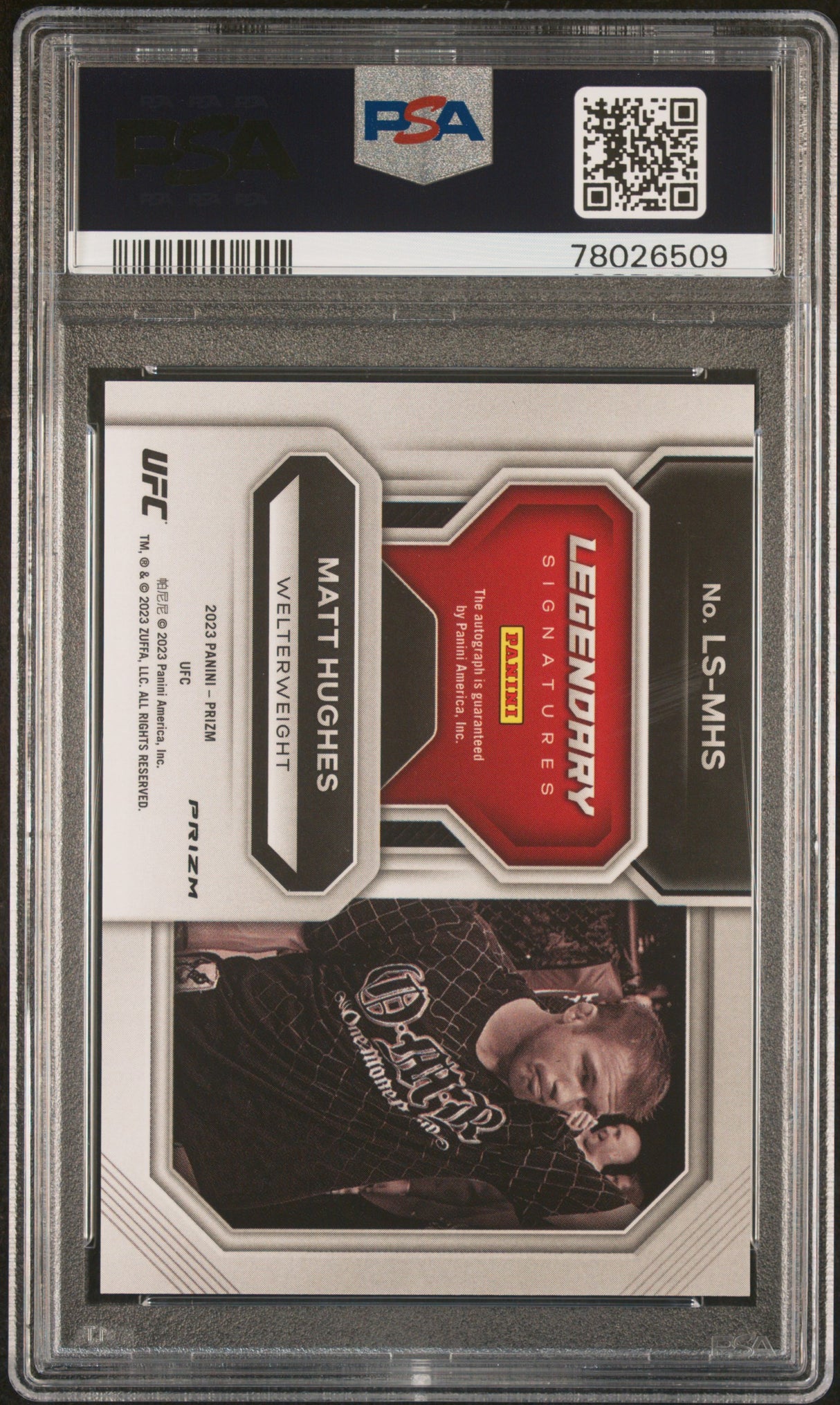 2023 Panini Prizm Ufc Legendary Signatures Matt Hughes Silver PSA 9