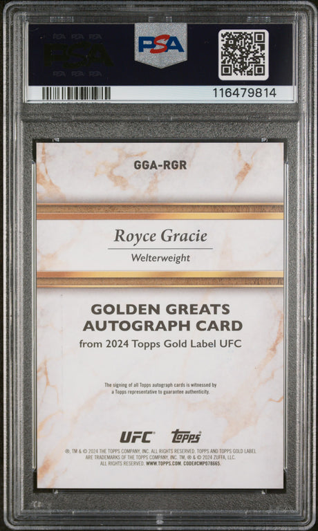 2024 Topps Gold Label Royce Gracie Golden Greats Auto /99 PSA 10